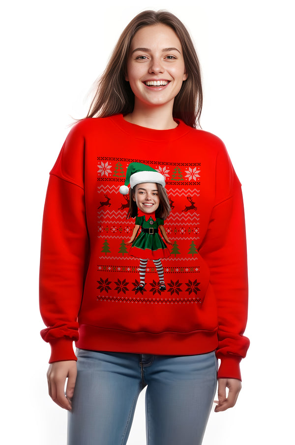 Women's Classic Girl Elf Christmas Sweatshirt