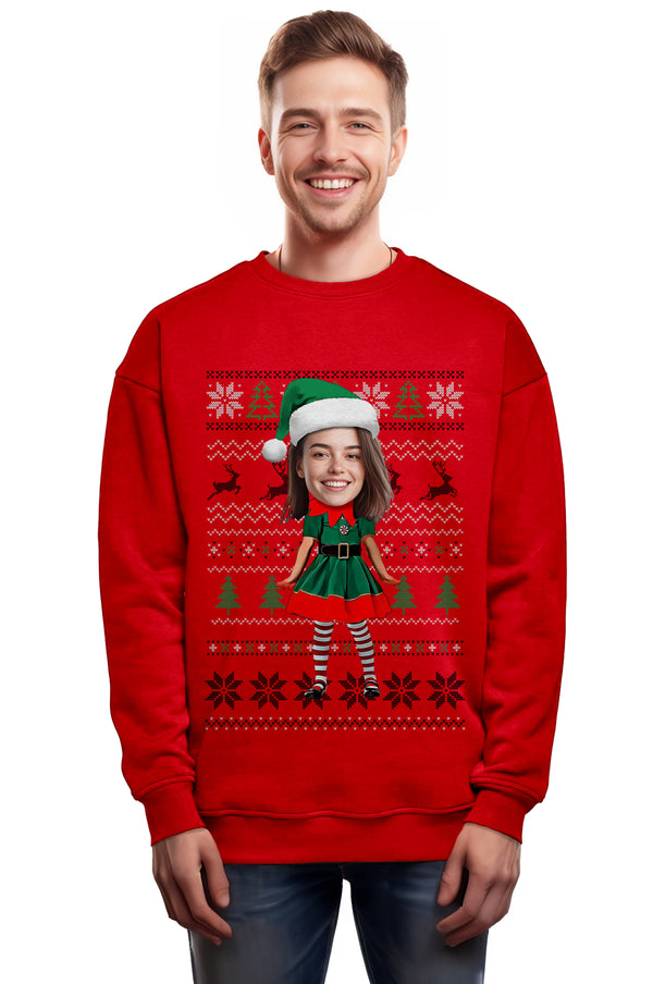 Men's Classic Girl Elf Christmas Sweatshirt