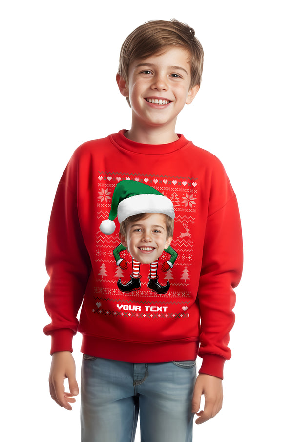 Children's Classic Large Head Elf Christmas Sweatshirt