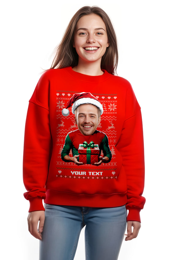 Women's Adult Elf Bust Christmas Sweatshirt