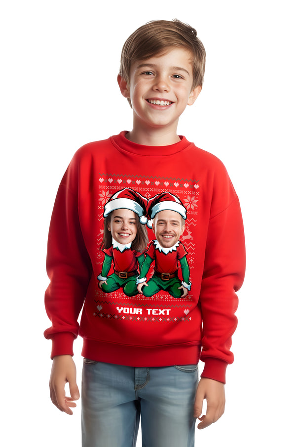 Children's Posing Elf 2 Faces Christmas Sweatshirt