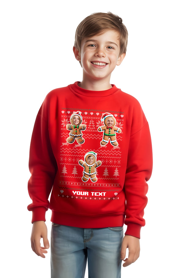 Children's Gingerbread Cookies 3 with Face Christmas Sweatshirt