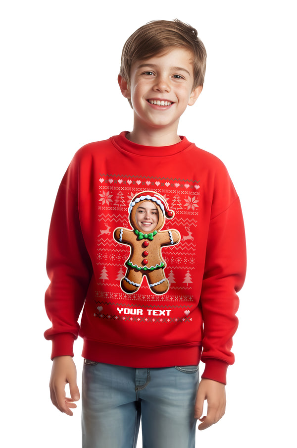 Children's Gingerbread Cookie V1 with Face Christmas Sweatshirt