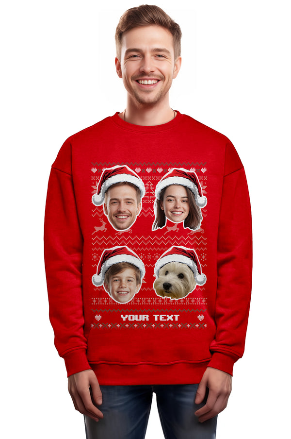 Men's 4 Festive Face Christmas Sweatshirt