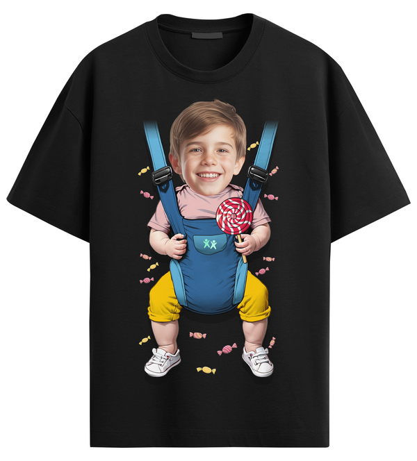 Baby Carrier T-Shirt for Dads – Personalised with Face – Gift with Prop Options
